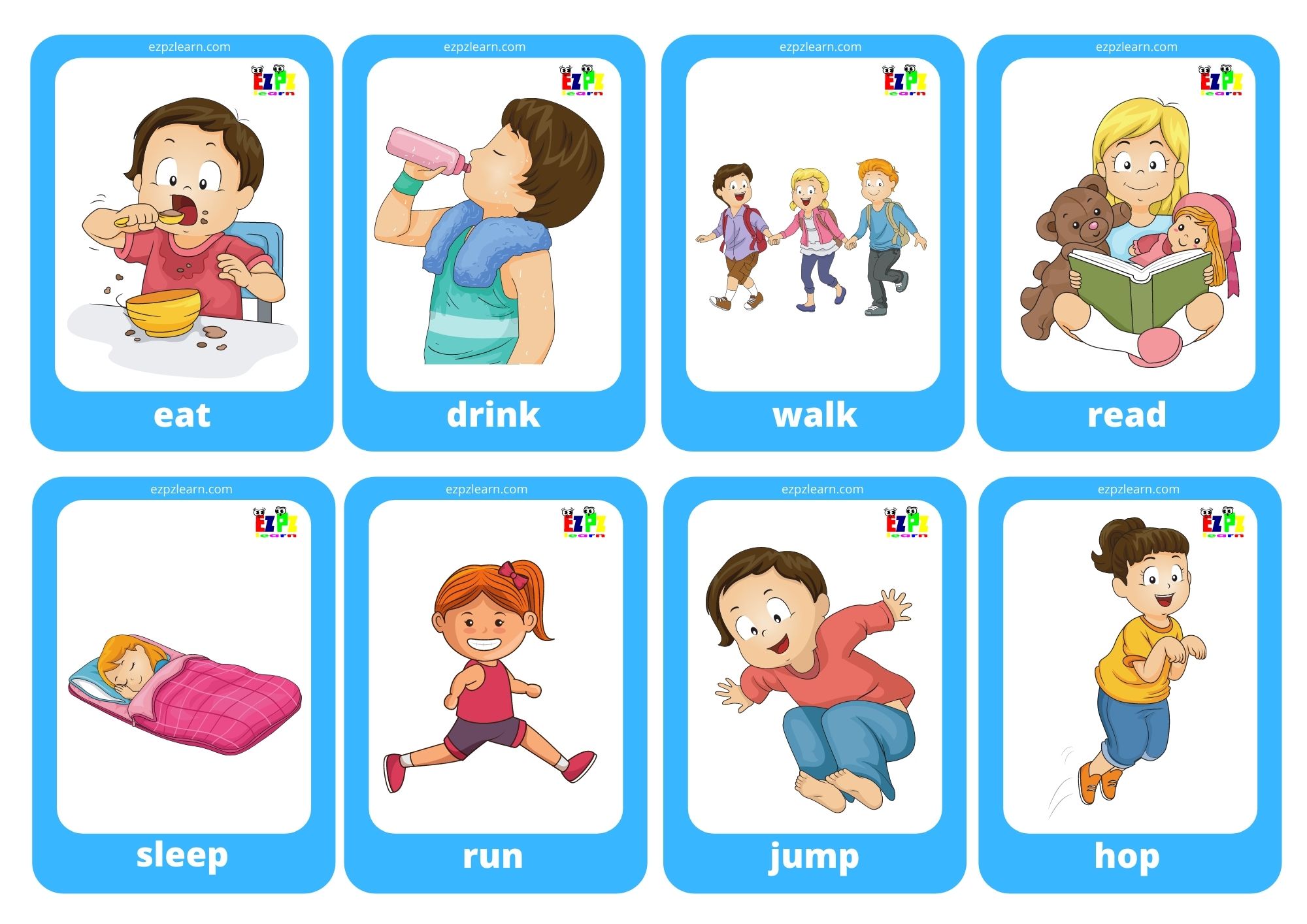 Action Verbs Game Cards / Mini Flashcards 
